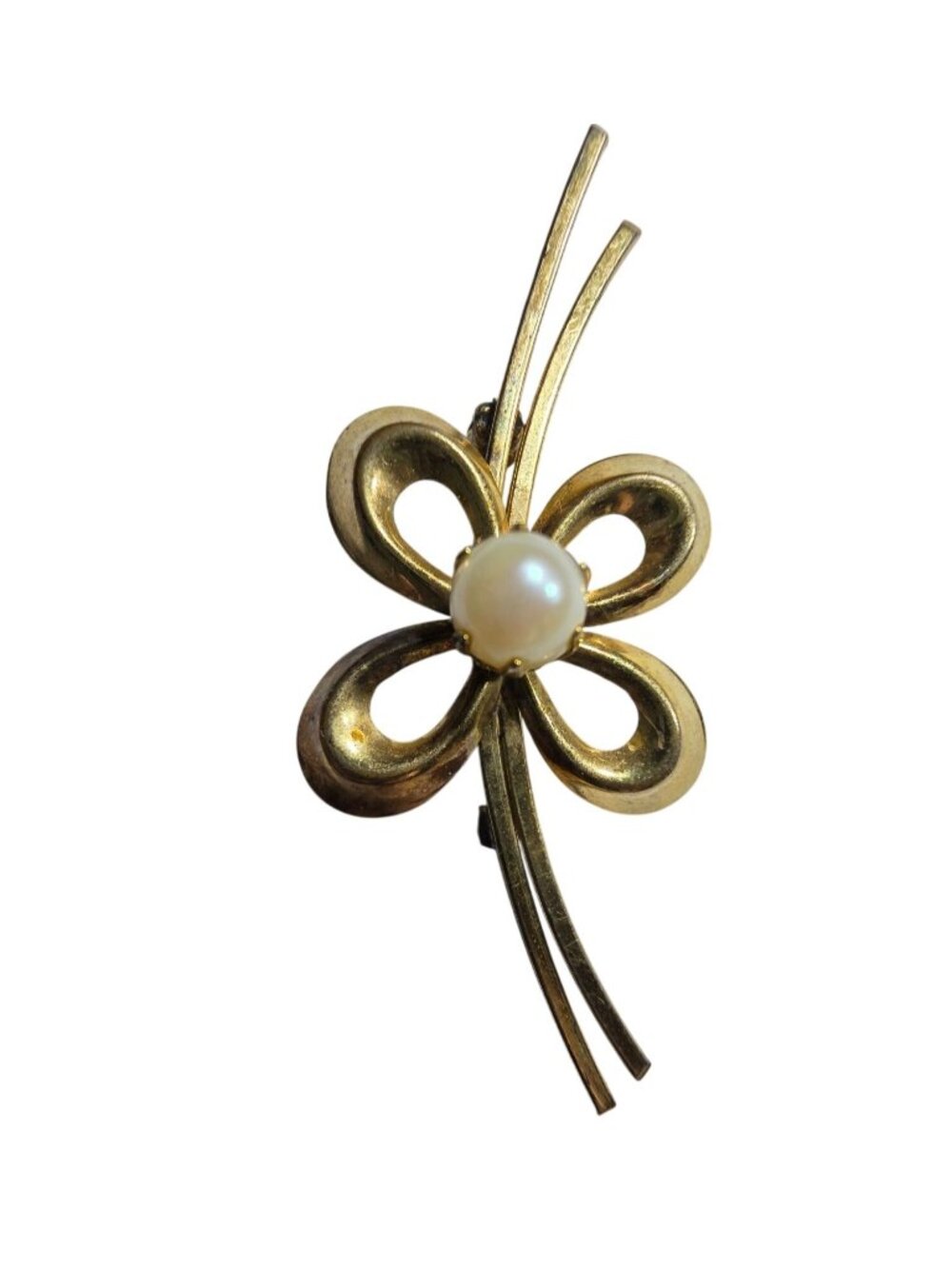 Gold filled Brooch Bal Ron Faux Pearl Floral Butterfly delicate fairy jewelry